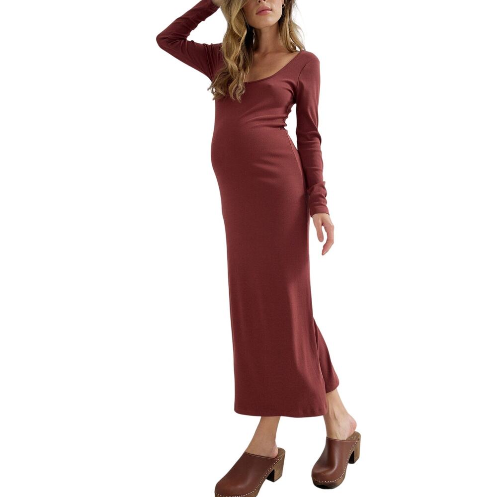 Hatch Minimalist Cinnamon Longsleeve Rib Dress Size 2